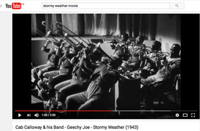 1943, Stormy Weather, Cab Calloway Orchestra, Geechy Joe, premier chorus de tp par Jonah Jones © YouTube