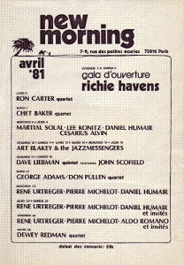 Le premier programme du New Morning en avril 1981