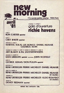 Le premier programme du New Morning en avril 1981 Le premier programme du New Morning en avril 1981