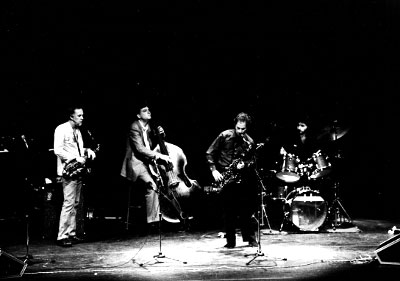 Warne Marsh, Michael Moore, Lenny Popkin, Peter Scattaretico, Kool Jazz Festival, 1981 © photo X, Collection Lenny Popkin by courtesy