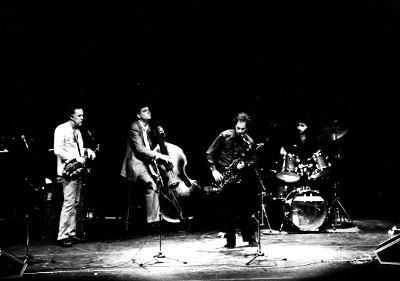 Warne Marsh, Michael Moore, Lenny Popkin, Peter Scattaretico, Kool Jazz Festival, 1981 © photo X, Collection Lenny Popkin by courtesy Warne Marsh, Michael Moore, Lenny Popkin, Peter Scattaretico, Kool Jazz Festival, 1981 © photo X, Collection Lenny Popkin by courtesy