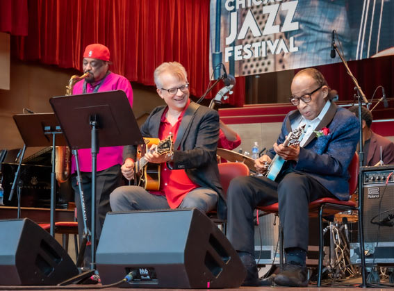 Chico Freeman, Mike Allemana, George Freeman, Chicago Jazz Festival, 31 aot 2023 © photo Harvey Tillis, Collection Famille Freeman by courtesy of Chico Freeman