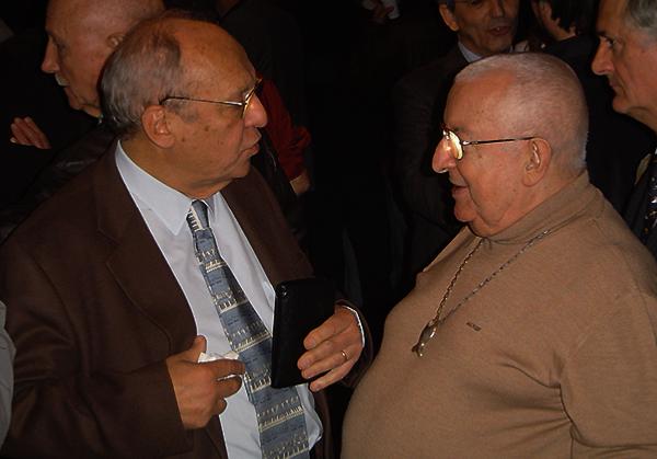 Claude Bolling et Maxim Saury  la fte des 70 ans de Jazz Hot, Caveau de La Huchette, Paris, 17 mars 2005 © Jérme Partage