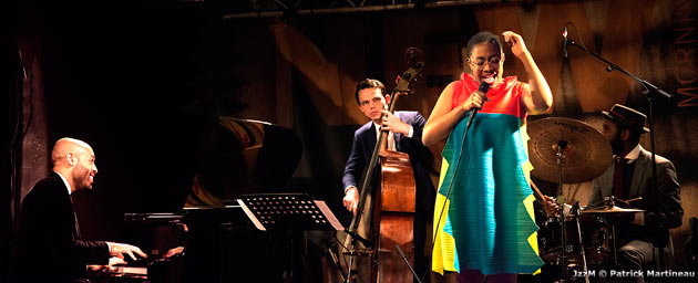Aaron Diehl, Paul Sikivie, Cécile McLorin Salvant, Lawrence Leathers, New Morning, Paris, 10 janvier 2016 © Patrick Martineau Aaron Diehl, Paul Sikivie, Cécile McLorin Salvant, Lawrence Leathers, New Morning, Paris, 10 janvier 2016 © Patrick Martineau