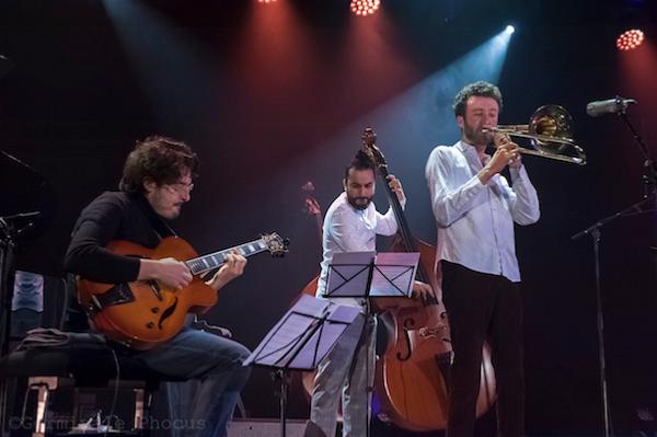 Schneor Dasniere-ini (g), Sofian El Mabrouk (b), Cyril Galamini (tb), Stockfish, Nice, 4 avril 2023 &copy; Umberto Germinale-Phocus