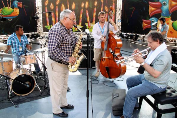 Jean-Pierre Derouard (dm), Daniel Huck (as), Fabien Marcoz (b), Fran�ois Biensan (tp), Vienne, 2010 &copy; Pascal Kober