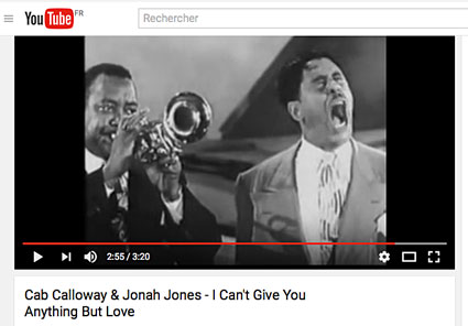 Cab's Club, Jonah Jones, Cab Calloway, prob. Dave Rivera (p), Milt Hinton (b), Panama Francis (dm), 1950 © YouTube