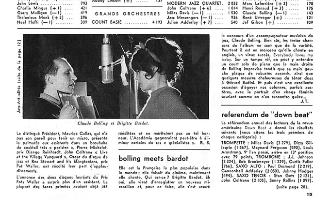 B. B. comme Bardot-Bolling, extrait Jazz Hot n�184, p.15, 1963