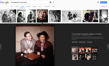 Voici un lien pour parcourir sur internet une sélection de belles photos d'Ella Fitzgerald et Norman Granz en particulier, mais également d'Ella avec Louis Armstrong, Duke Ellington, Lionel Hampton, Nat King Cole et bien d'autres…