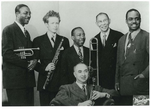 Henry Goodwin, Bob Wilber, Jimmy Archey, Mezz Mezzrow, Pops Foster, Sammy Price © Photo X, coll. Michel Laplace by courtesy