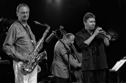 Jean-Louis Chautemps, Pierre Michelot, Eric Le Lann dans le quartet de René Urtreger, Jazz Middelheim, Anvers, Belgique, 12 aot 1993 © Jacky Lepage