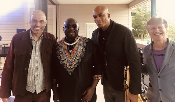 De gauche  droite : Ugonna Okegwo, Ralph Peterson Jr., Wayne Escoffery et David Kikoski, Lake George Jazz Festival, NY, 2019 © Photo X, Collection Wayne Escoffery by courtesy