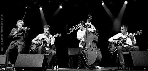 Didier Lockwood invité par Adrien Moignard, Diego Imbert et Noé Reinhardt (Festival Jazzabar 2016) © Patrick Martineau