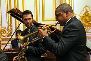 Wynton Marsalis et Hugo Afettouche © Sylvain De Gelder by courtesy of Ambassade des Etats-Unis