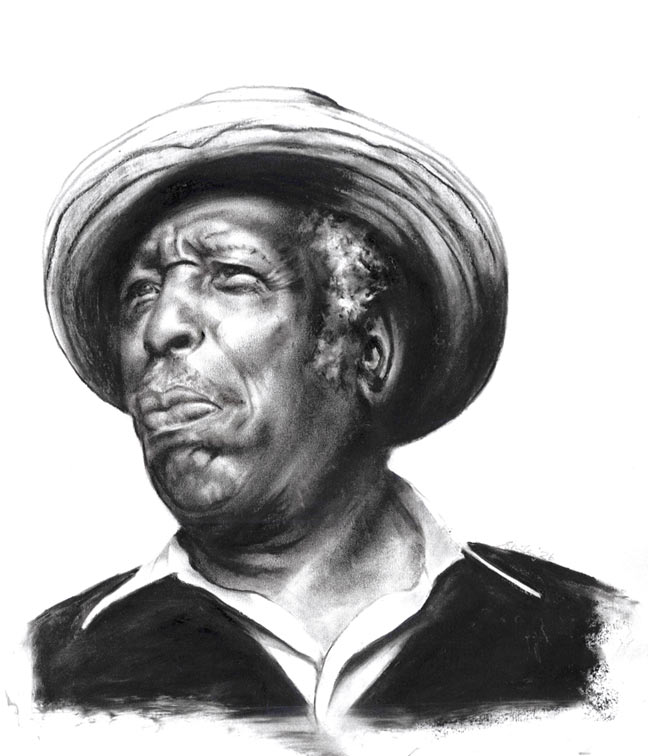 Eddie Jefferson &copy; Sandra Miley (fusain)