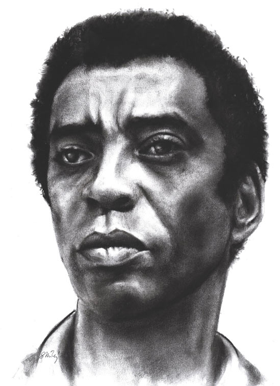 Oscar Brown, Jr. &copy; Sandra Miley (fusain)