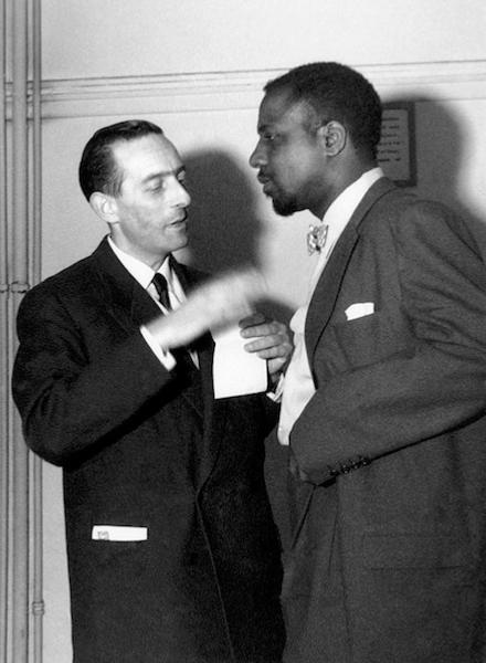 Charles Delaunay et Thelonious Monk dans les coulisses de la Salle Pleyel, juin 1954 © Marcel Fleiss, by courtesy