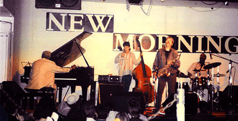 Jim Pepper Quartet: Mal Waldron, Ed Schuller, Jim Pepper, John Betsch, New Morning, Paris, 5 novembre 1989 © photo X, coll. John Betsch, by courtesy of John Betsch