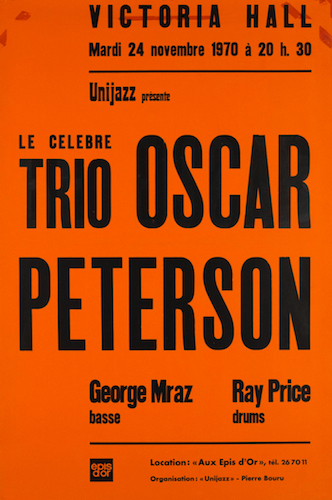 Affiche concert Oscar Peterson Trio, 24 novembre 1970, Genève, Suisse