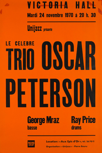 Affiche concert Oscar Peterson Trio, 24 novembre 1970, Genève, Suisse Affiche concert Oscar Peterson Trio, 24 novembre 1970, Genève, Suisse