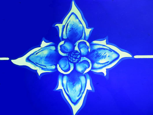 Blue glass (vitrail) © Sandra Miley Blue glass (vitrail) © Sandra Miley