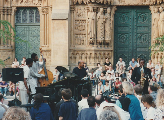 Sonny Simmons/Horace Tapscott Quartet à Metz, 1995, avec James Lewis et John Betsch © Alain Dupuy-Raufaste by courtesy